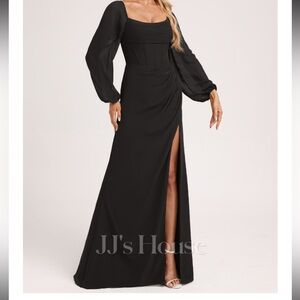 JJs House Elegant Black Long Sleeve Dress